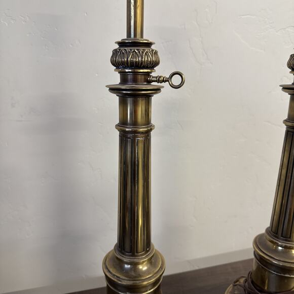 Vintage Pair Set STIFFEL Brass Table Lamps 36” tall Pillar Clawfoot Ornate‎ MCM - Picture 4 of 9